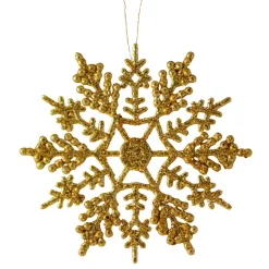The Christmas Shop 10 Gold Glitter Snowflakes| Gold Theme