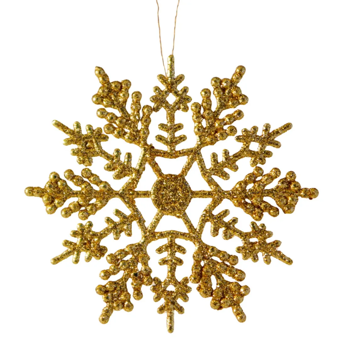 The Christmas Shop 10 Gold Glitter Snowflakes| Gold Theme