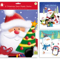 The Christmas Shop 2 Large Plastic Sacks| Bags|Sacks