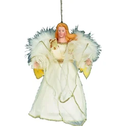 The Christmas Shop Angel In Ivory Dress| Treetop Angels|Gold Theme
