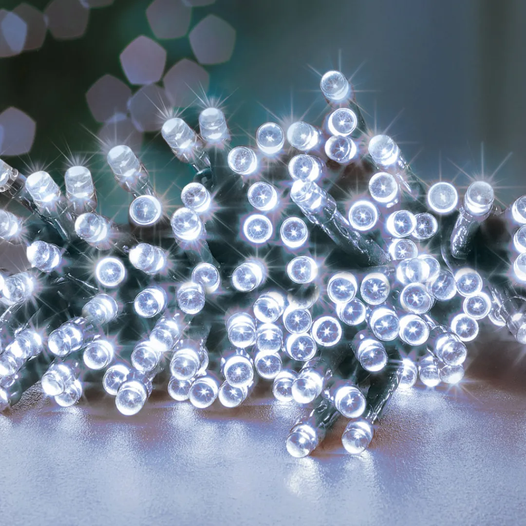 The Christmas Shop Battery Operated 100 White LED Light Set| Battery Operated Lights