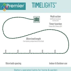 The Christmas Shop Battery Operated 100 White LED Light Set| Battery Operated Lights