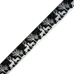 The Christmas Shop Black W/Silver Reindeer Ribbon| Ribbon|Other Colours