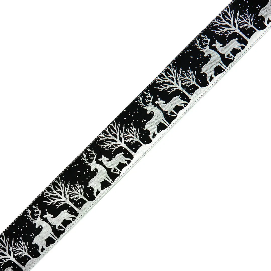 The Christmas Shop Black W/Silver Reindeer Ribbon| Ribbon|Other Colours