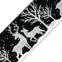 The Christmas Shop Black W/Silver Reindeer Ribbon| Ribbon|Other Colours