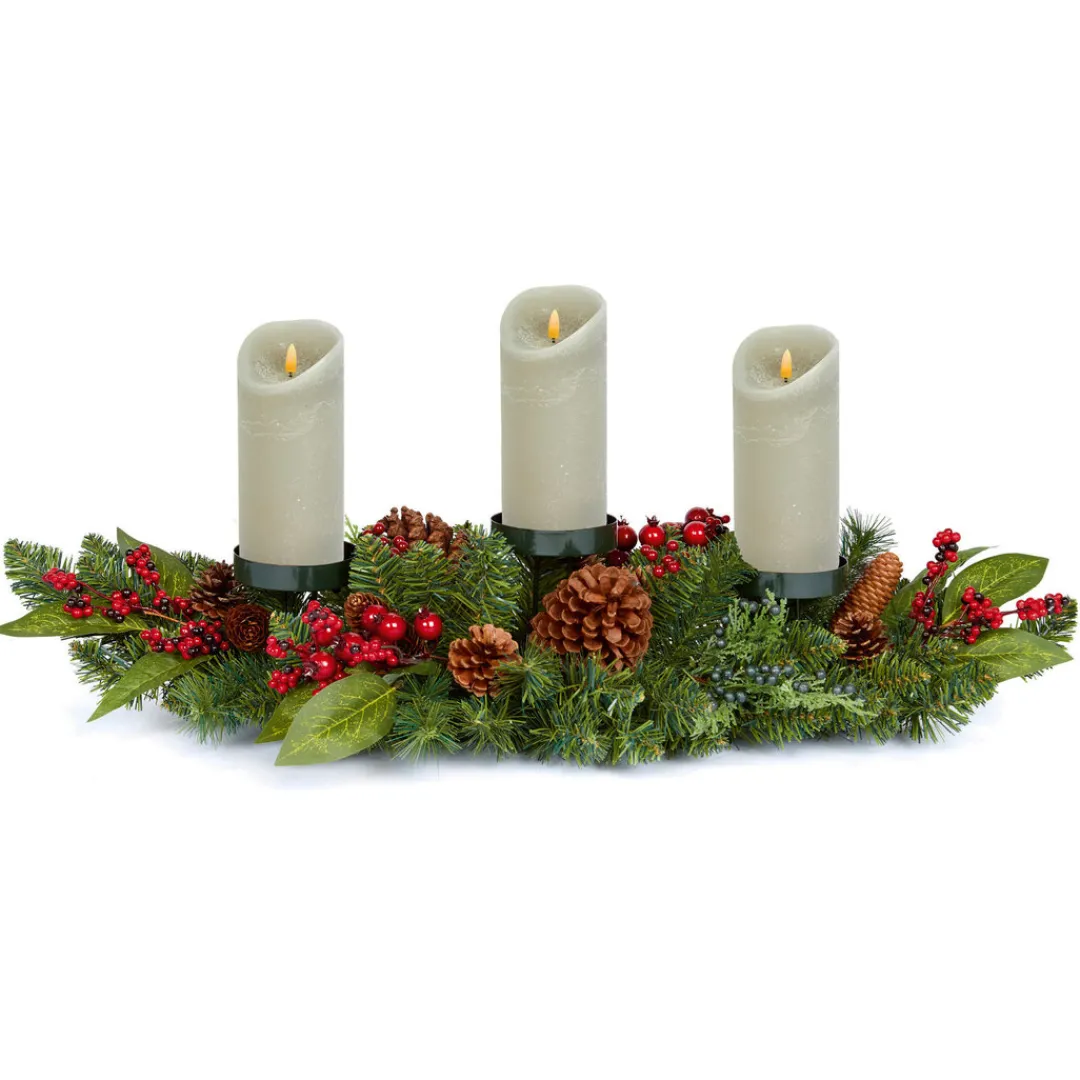 The Christmas Shop Candle Holder Arrangement| Picks & Berries|Candles