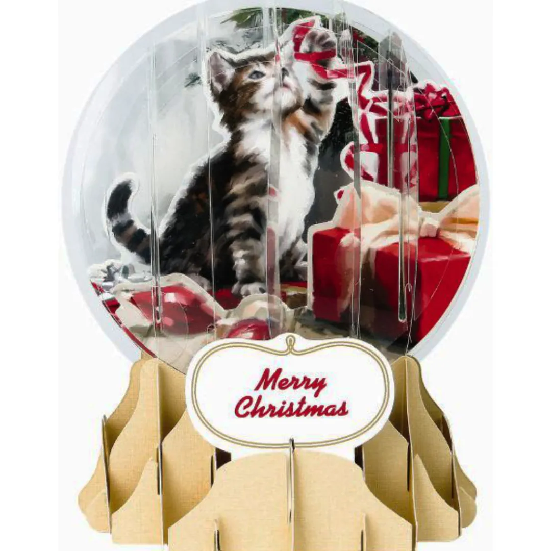 The Christmas Shop Cat Globe Card| Single Cards