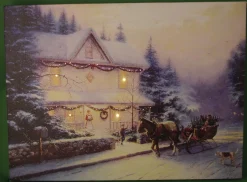 The Christmas Shop Christmas Picture With Fibre Optic Lights| Battery Operated Lights|Novelties