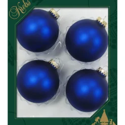 The Christmas Shop 8cm Matt Blue Glass Baubles| Glass