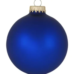 The Christmas Shop 8cm Matt Blue Glass Baubles| Glass