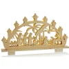 The Christmas Shop 45cm Wood Nativity Scene| Battery Operated Lights|Wooden Ornaments