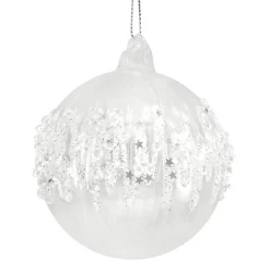 The Christmas Shop Decorated Glass Bauble| Silver & White Theme|Glass