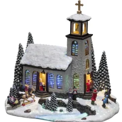 The Christmas Shop Fibre Optic Church| Electric Operated Lights|Lighted Houses