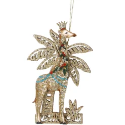 The Christmas Shop Giraffe By Tree| Wood|Gold Theme