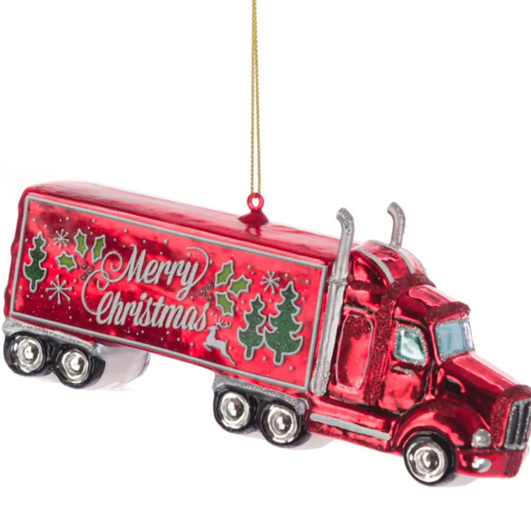 The Christmas Shop Glass Christmas Truck| Glass|Red Theme