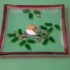 The Christmas Shop Glass Dish With Robin Design| Tableware|Candles