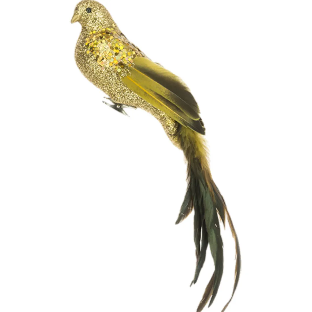 The Christmas Shop Gold Long Tail Bird| Other Colours|Gold Theme