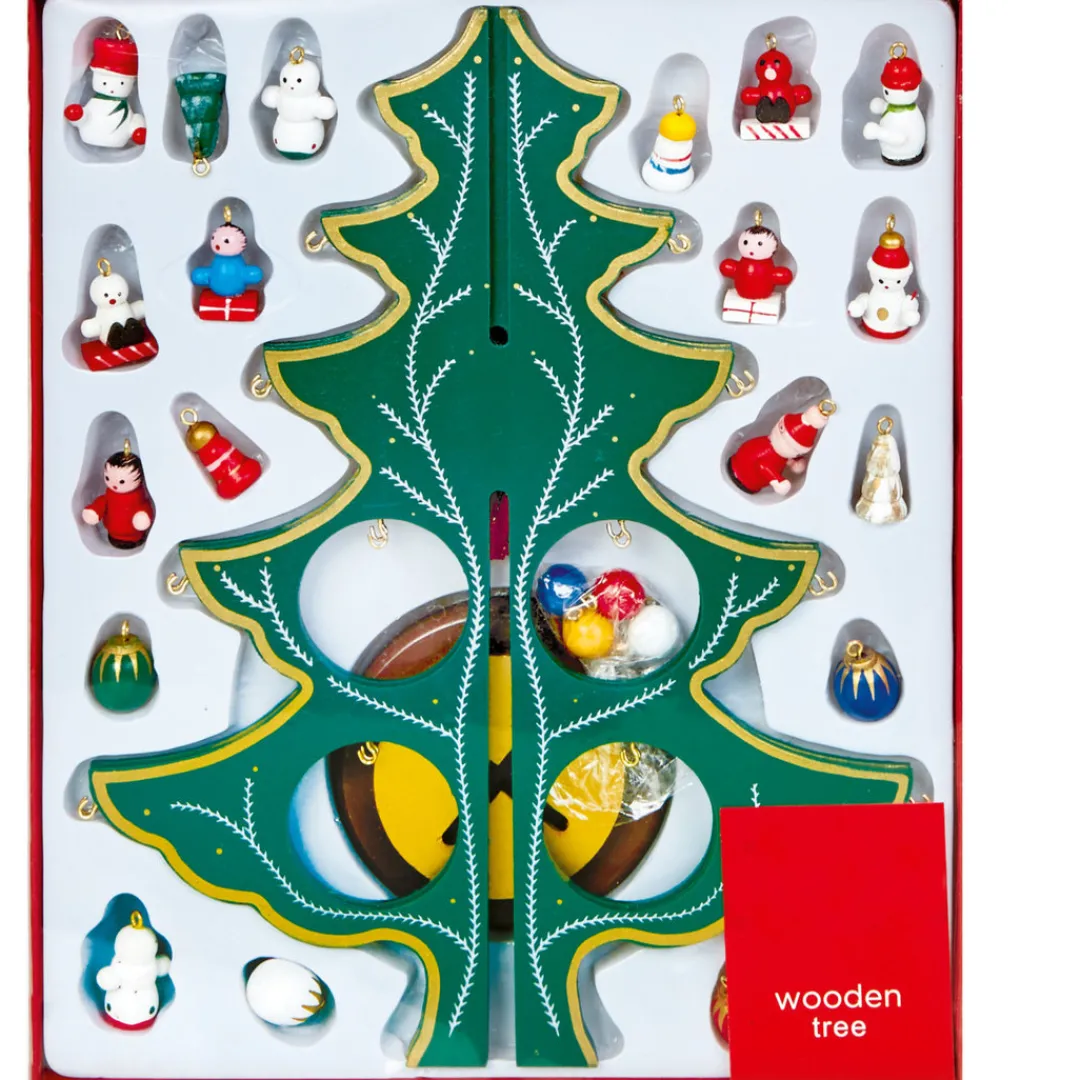 The Christmas Shop Green Wood Tree| Wooden Ornaments|Advent Calendars - Card, Fabric And Wood