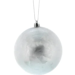The Christmas Shop Ice Effect Glastic Bauble| Silver & White Theme|Shatterproof
