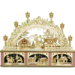 The Christmas Shop Illuminated Wood Arch| Battery Operated Lights|Lighted Houses