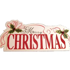 The Christmas Shop Large Merry Christmas Plaque| Banners & Signs|Wooden Ornaments