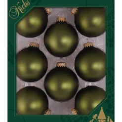 The Christmas Shop Matt Lime Green Glass Baubles| Other Colours|Glass