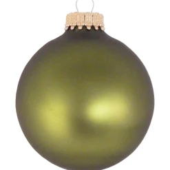 The Christmas Shop Matt Lime Green Glass Baubles| Other Colours|Glass