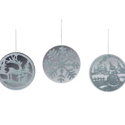 The Christmas Shop Mirror Discs (Set Of 3)| Silver & White Theme