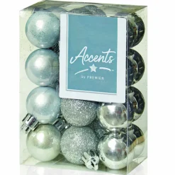 The Christmas Shop 30mm Silver Baubles| Silver & White Theme|Shatterproof