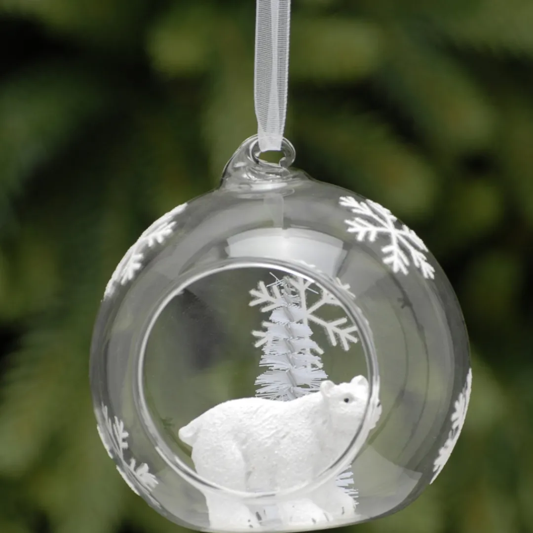 The Christmas Shop Polar Bear Bauble| Silver & White Theme