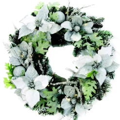 The Christmas Shop Pre Lit Silver Wreath| Battery Operated Lights|Wreaths