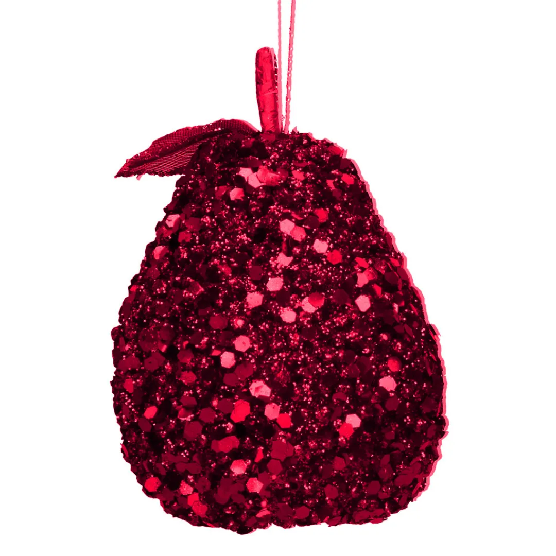 The Christmas Shop Red Sequin Pear| Red Theme
