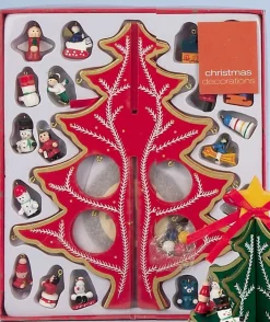 The Christmas Shop Red Wood Tree| Wooden Ornaments