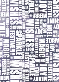 The Christmas Shop Roll Of Silver Foil Paper With White Text| Wrap