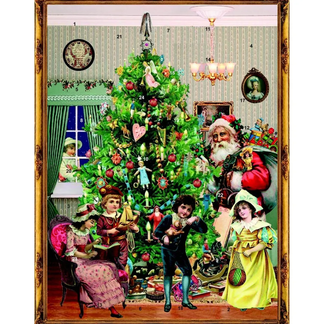 The Christmas Shop Santa & Children By Tree Advent Calendar| Advent Calendars - Card, Fabric And Wood