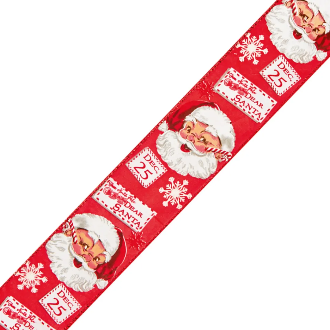 The Christmas Shop Santa Face Ribbon| Ribbon|Red Theme
