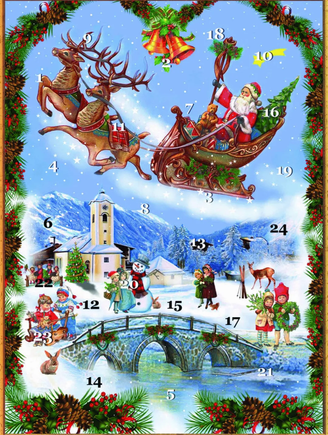 The Christmas Shop Santa Sleigh Advent Calendar| Advent Calendars - Card, Fabric And Wood