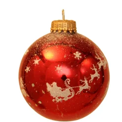 The Christmas Shop Santa's Sleighride Baubles| Red Theme|Glass