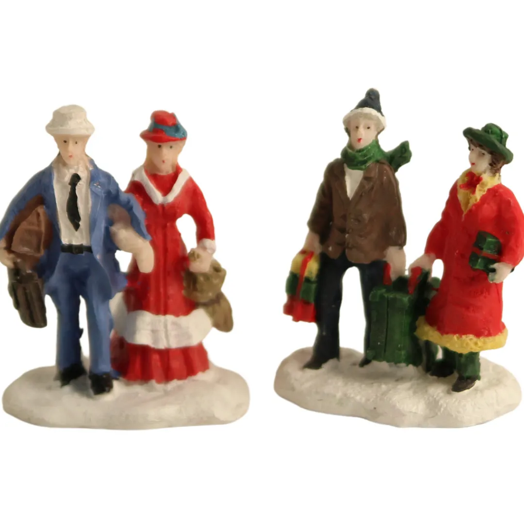The Christmas Shop Set Of 2 Couples| Lighted Houses|Christmas Figures