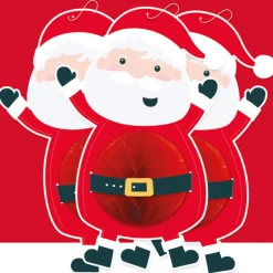 The Christmas Shop Set Of 3 Honeycomb Santas| Paper Decorations