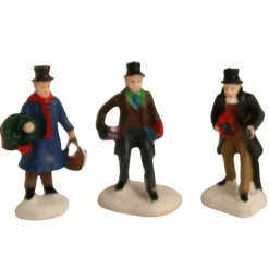 The Christmas Shop Set Of 3 Miniature Figures| Lighted Houses|Christmas Figures