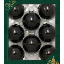 The Christmas Shop Shiny Black Glass Baubles| Glass