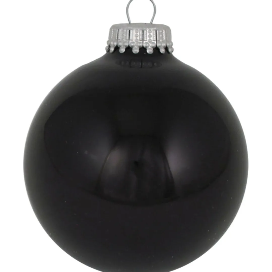 The Christmas Shop Shiny Black Glass Baubles| Glass