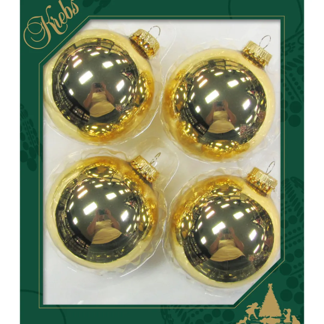 The Christmas Shop Shiny Gold Baubles| Gold Theme|Glass