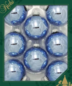 The Christmas Shop Shiny Light Blue Glass Baubles| Glass|Glass