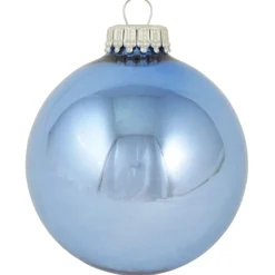 The Christmas Shop Shiny Light Blue Glass Baubles| Glass|Glass