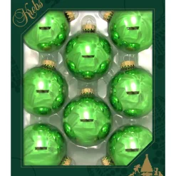 The Christmas Shop Shiny Lime Green Glass Baubles| Glass