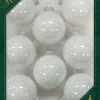 The Christmas Shop Shiny White Glass Baubles| Silver & White Theme|Glass