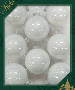 The Christmas Shop Shiny White Glass Baubles| Silver & White Theme|Glass
