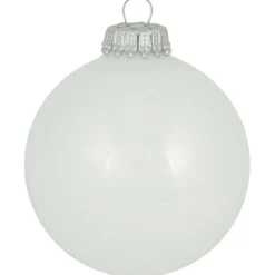 The Christmas Shop Shiny White Glass Baubles| Silver & White Theme|Glass